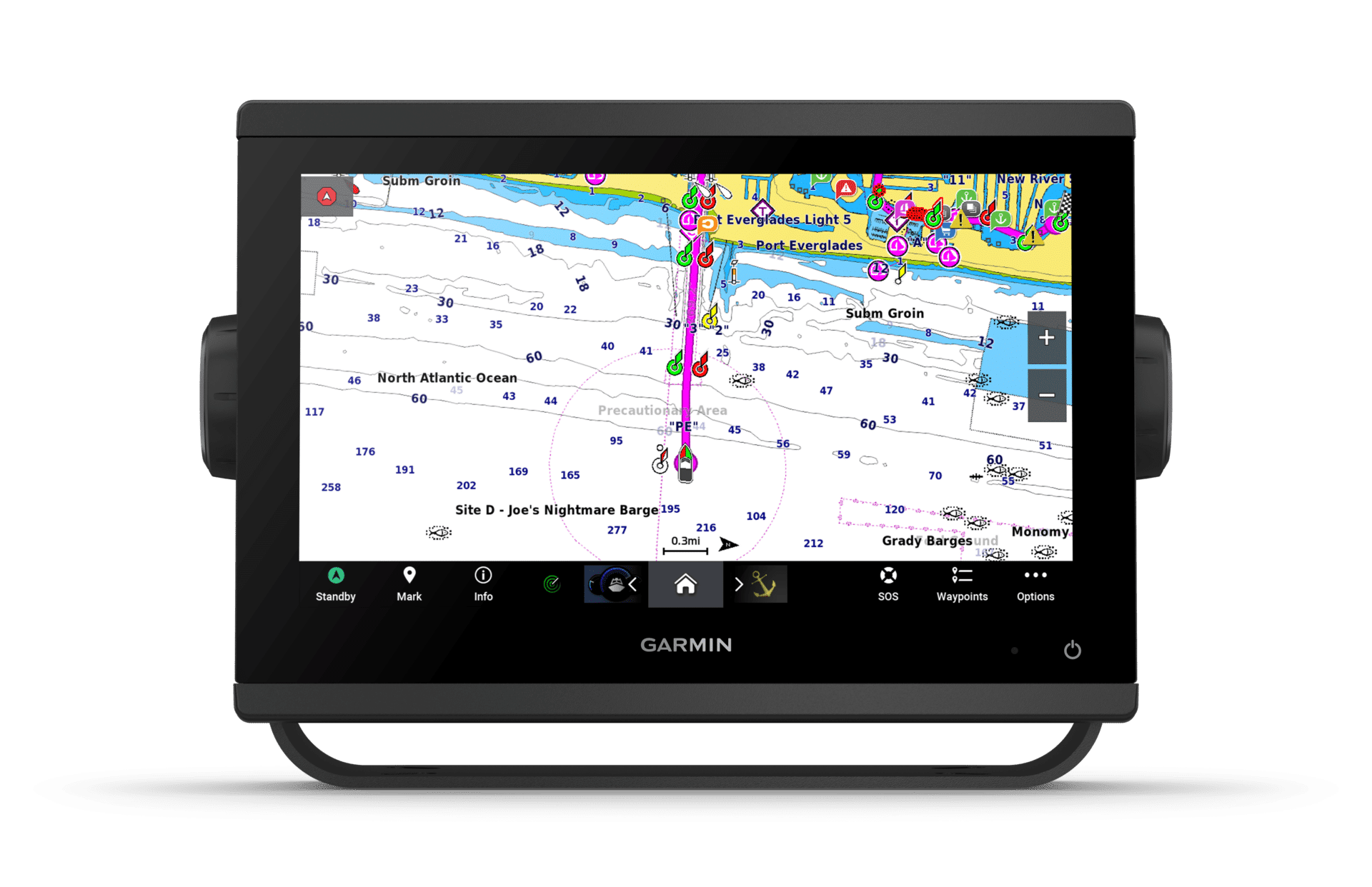 Elektronische vaarkaart op Garmin apparatuur voor elektronisch navigeren cursus van Vaarplezier